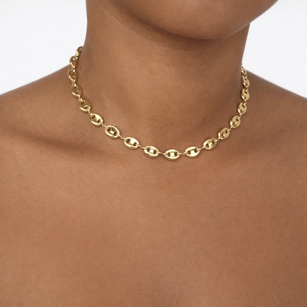 Hollow Puff 18k Gold Filled Mariner Link Chain