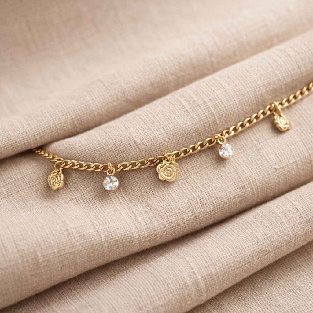 Lily Charms Curb Link Gold Filled Anklet