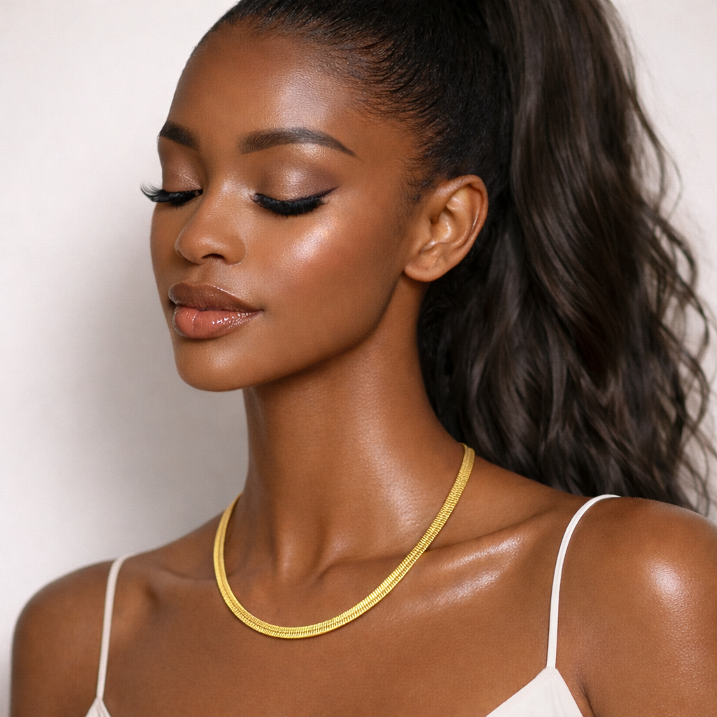 Tania Herringbone 18k Gold Filled Link Chain