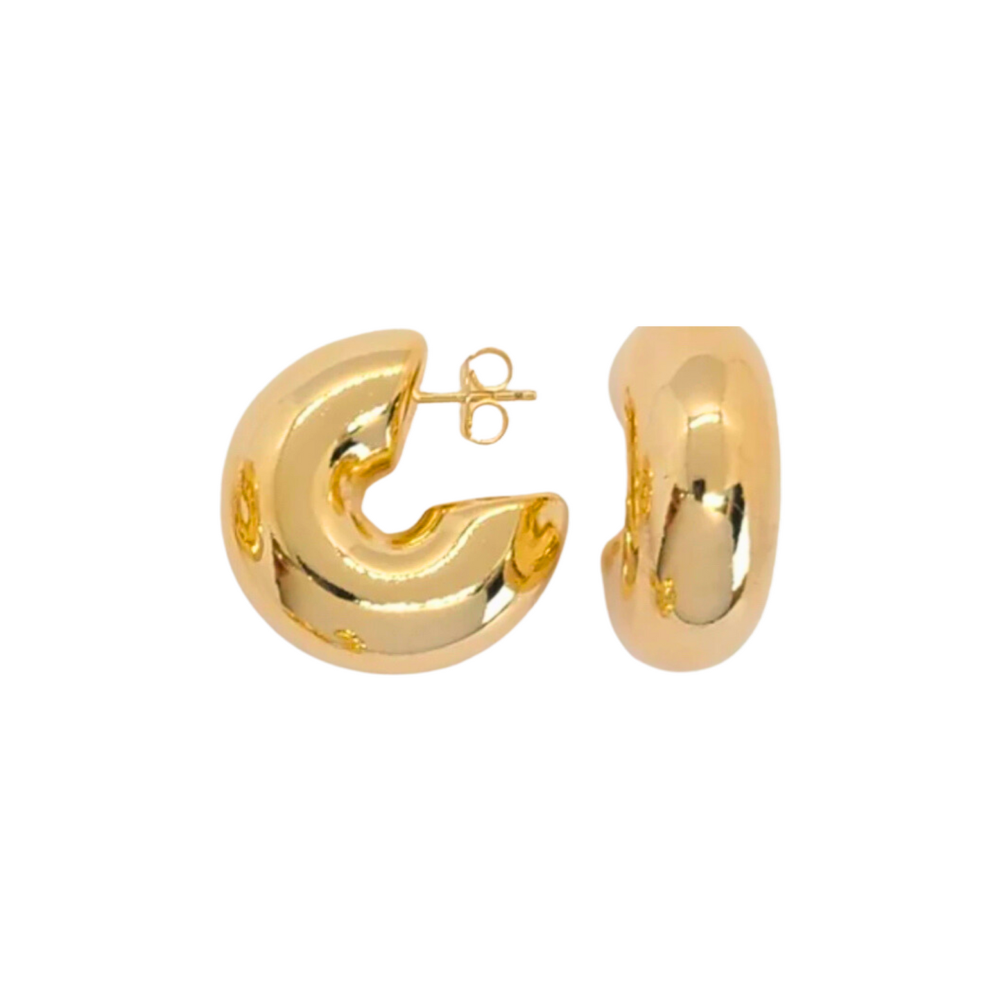 Kelli Half Chunky Hoop Earrings-18k Gold Filled