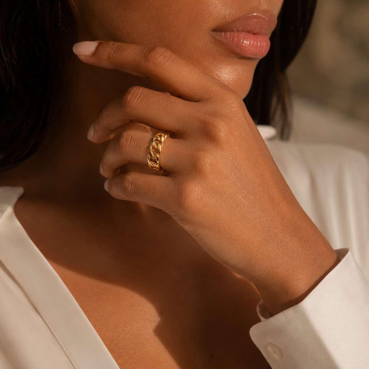 Rita Curb Gold Plated Band Ring