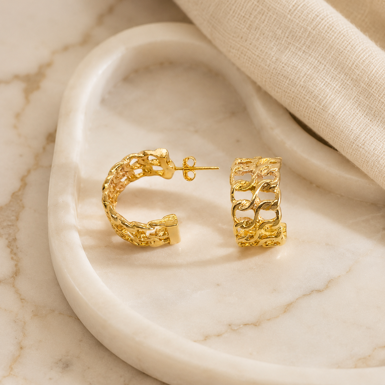 Tasia Half Hoop Gold Plated Earrings