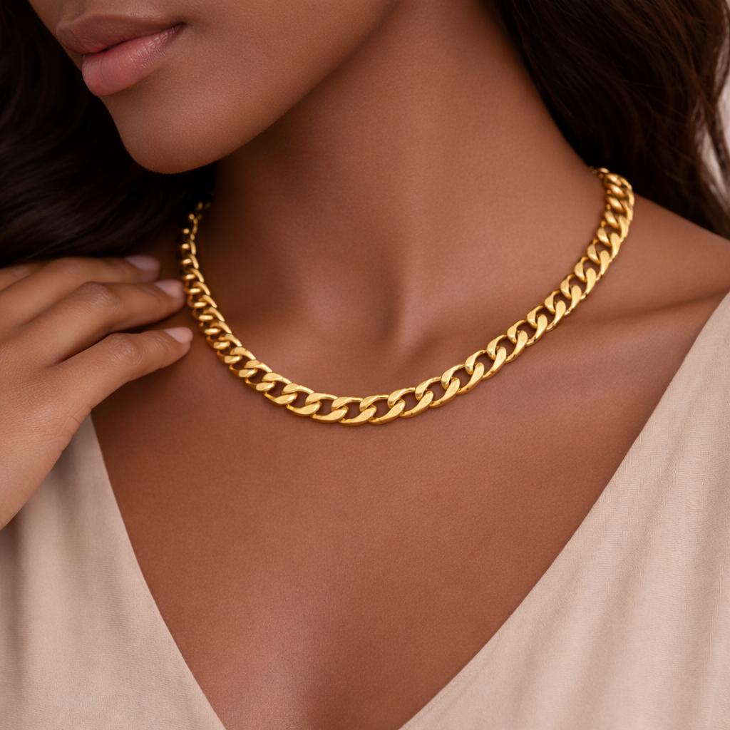 Priscilla 18k Gold Filled Cuban Link Chain 11mm