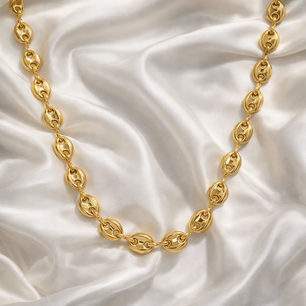 Hollow Puff 18k Gold Filled Mariner Link Chain