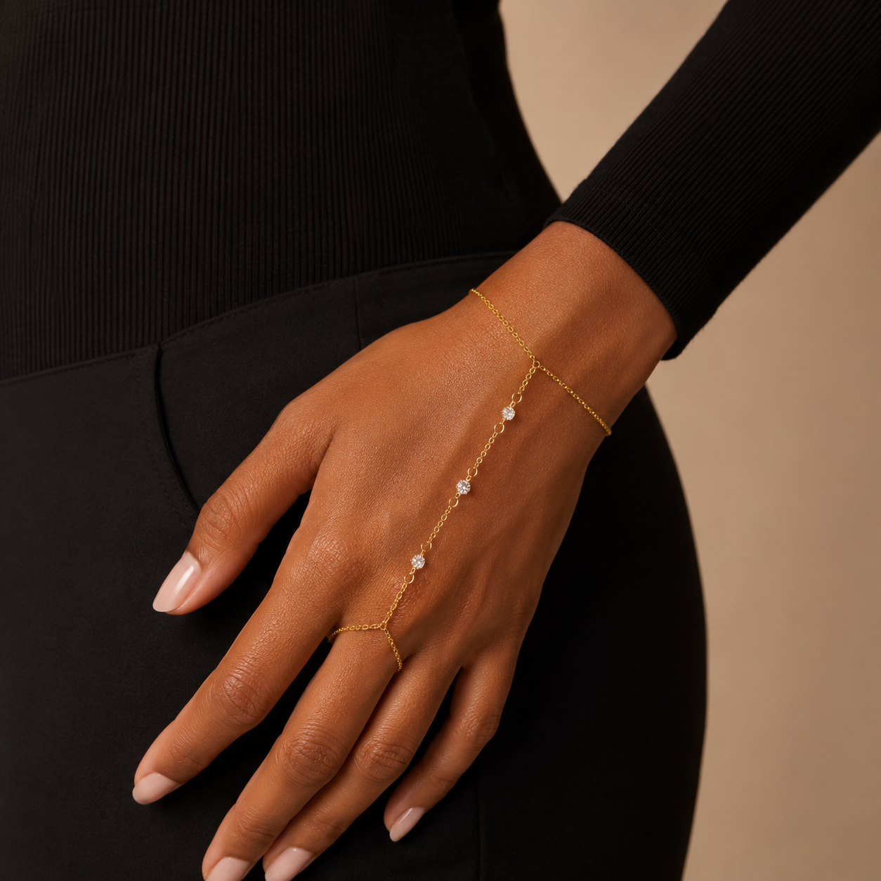Reese 18k Gold Filled Hand Chain Bracelet