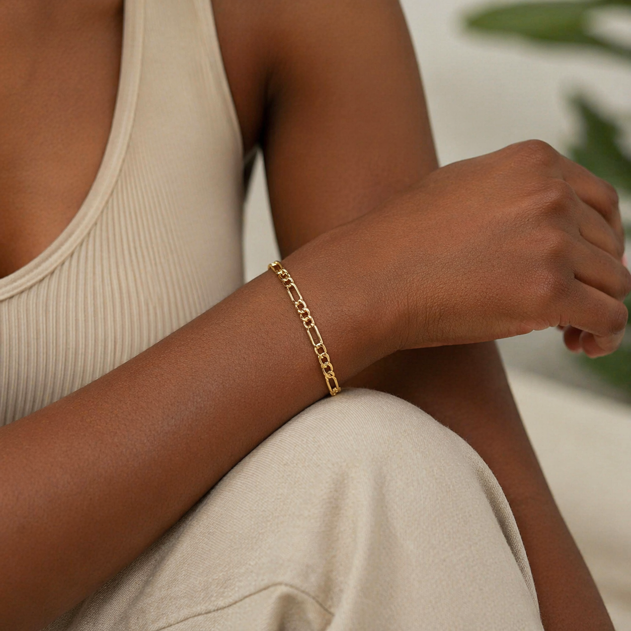 Figaro Link 18k Gold Filled Bracelet
