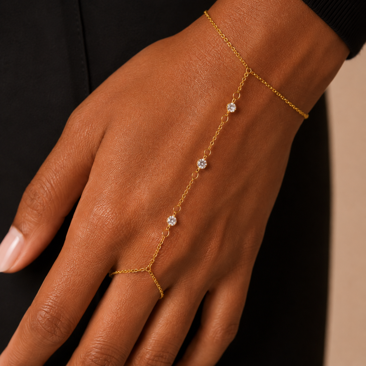 Reese 18k Gold Filled Hand Chain Bracelet