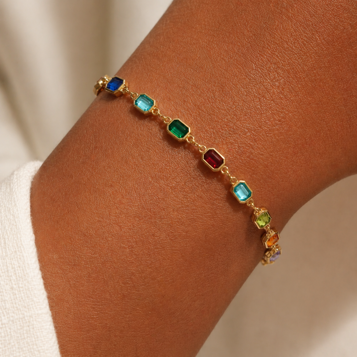 Zari Multi Color 18k Gold Filled Bracelet