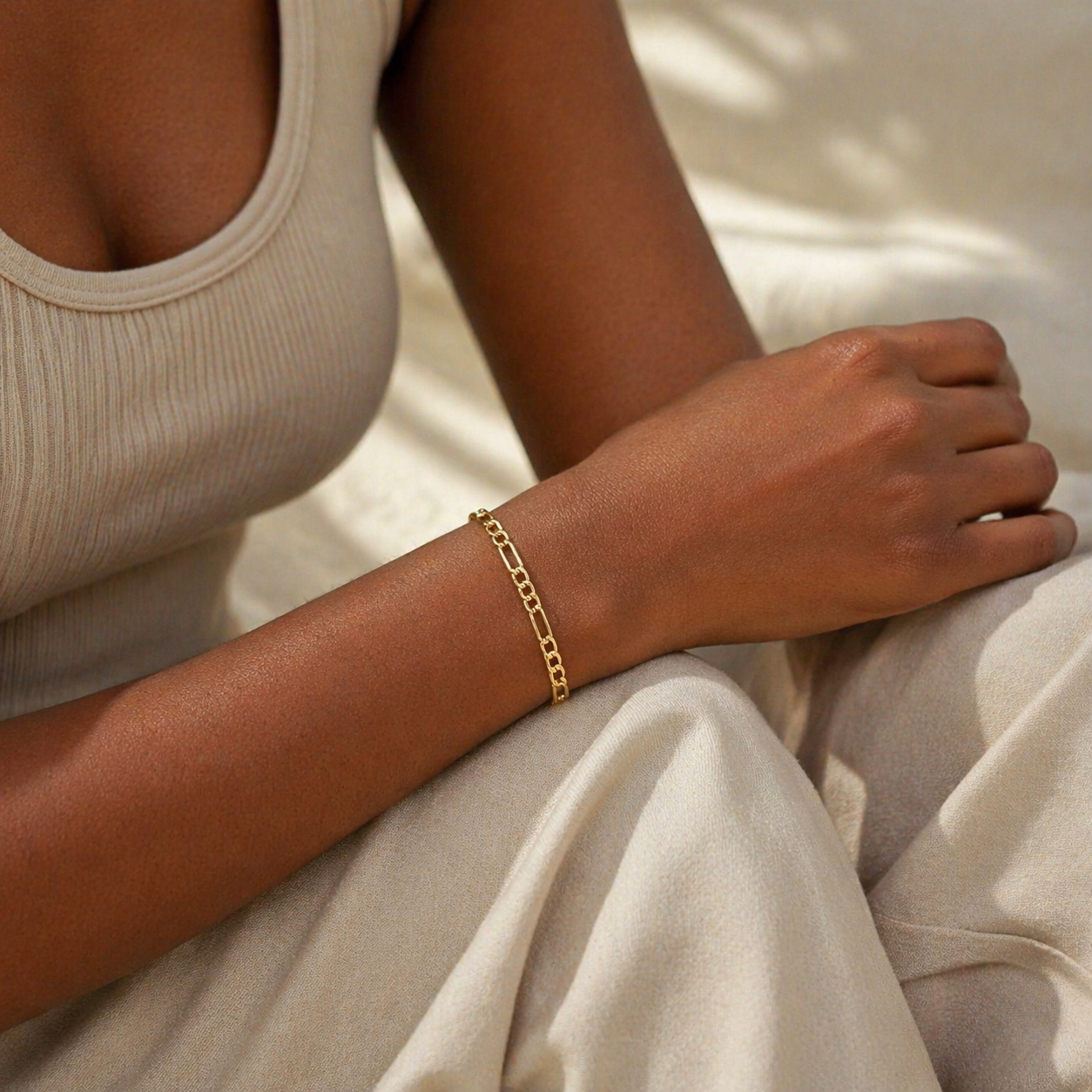 Figaro Link 18k Gold Filled Bracelet