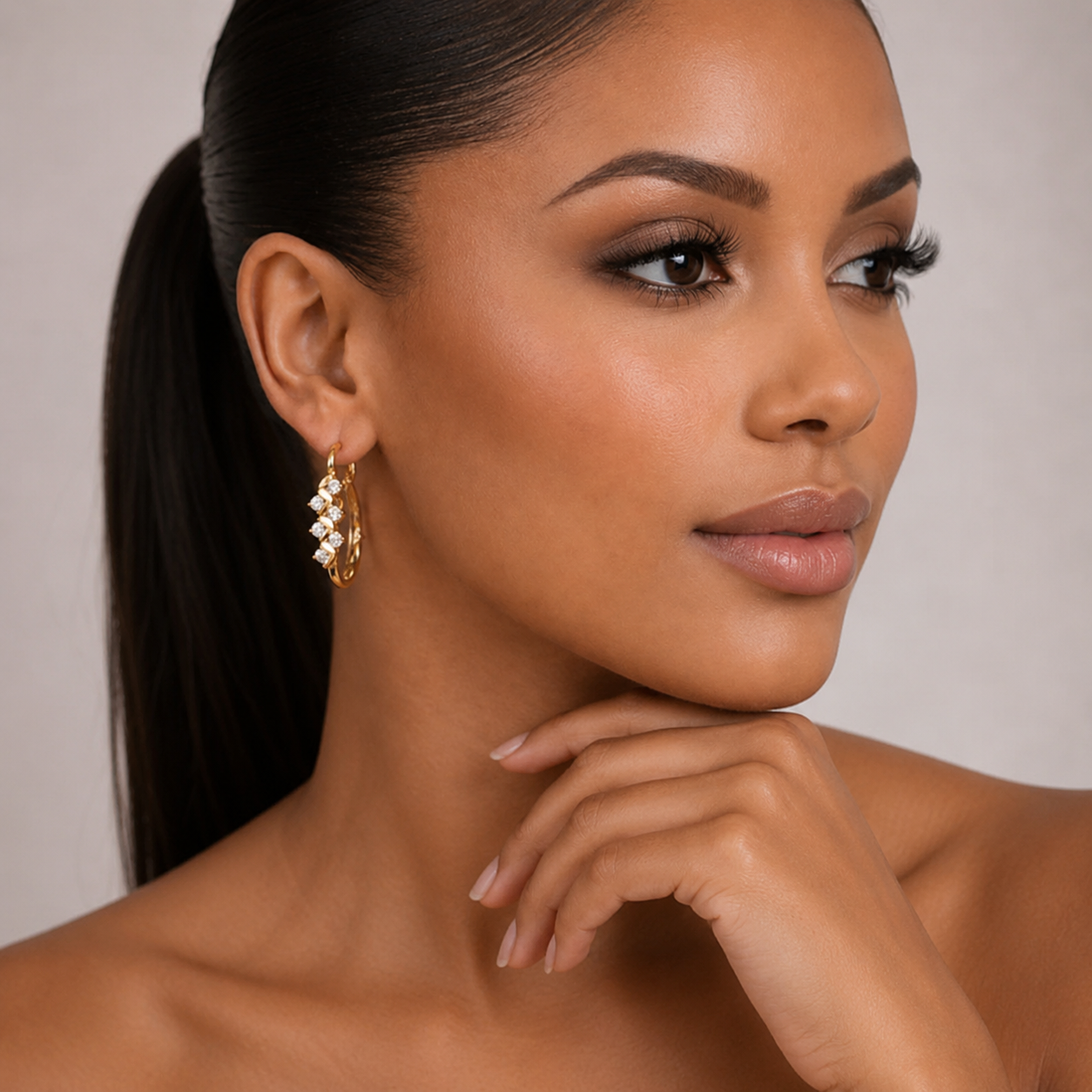 Emery Crystal Hoops Gold Plated Earrings