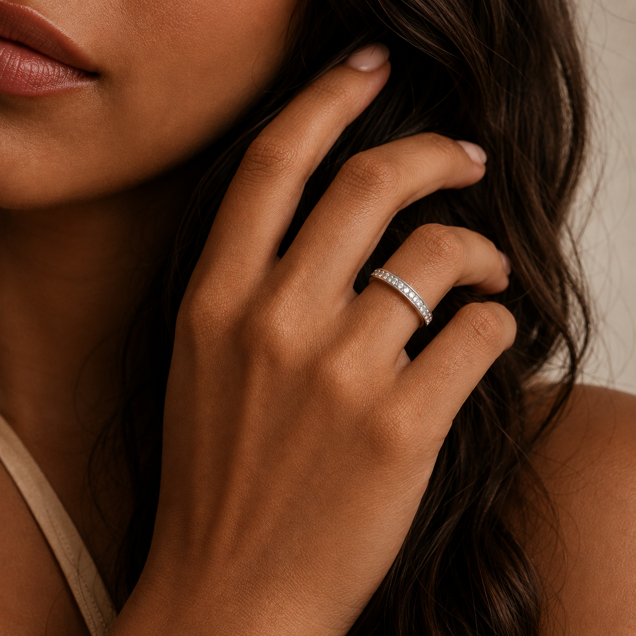 Toni CZ Band Sterling Silver Ring