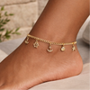 Luna Curb Link Charms Gold Filled Anklet