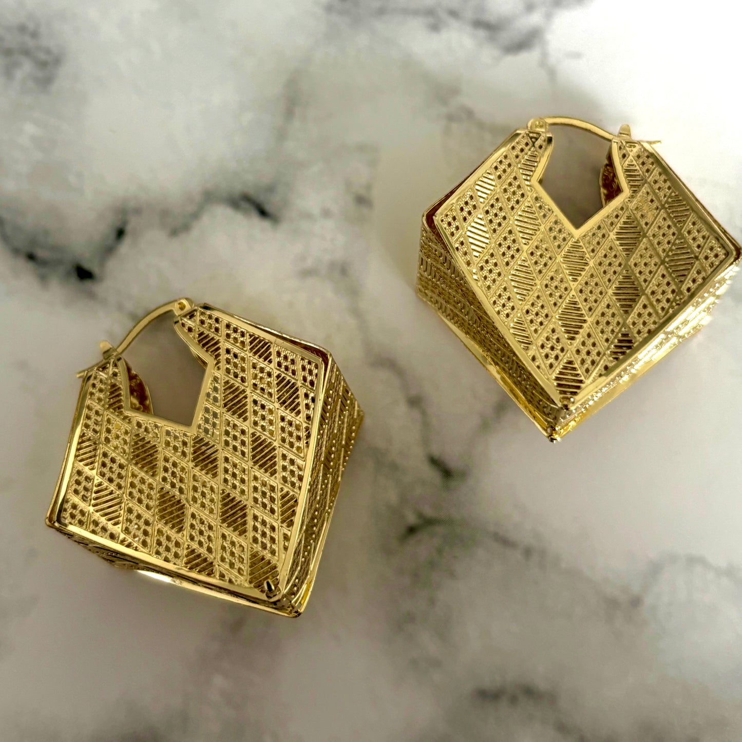 Aria Gold Plated Geometric Hoops