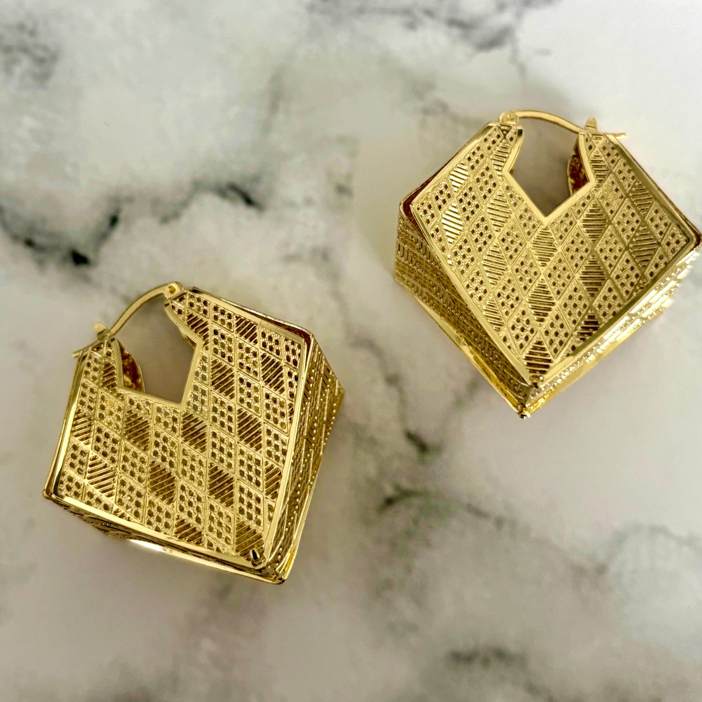 Aria Gold Plated Geometric Hoops