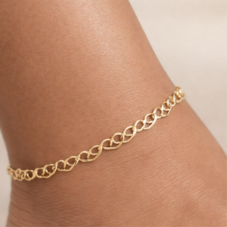 Emma Heart Link Gold Filled Anklet