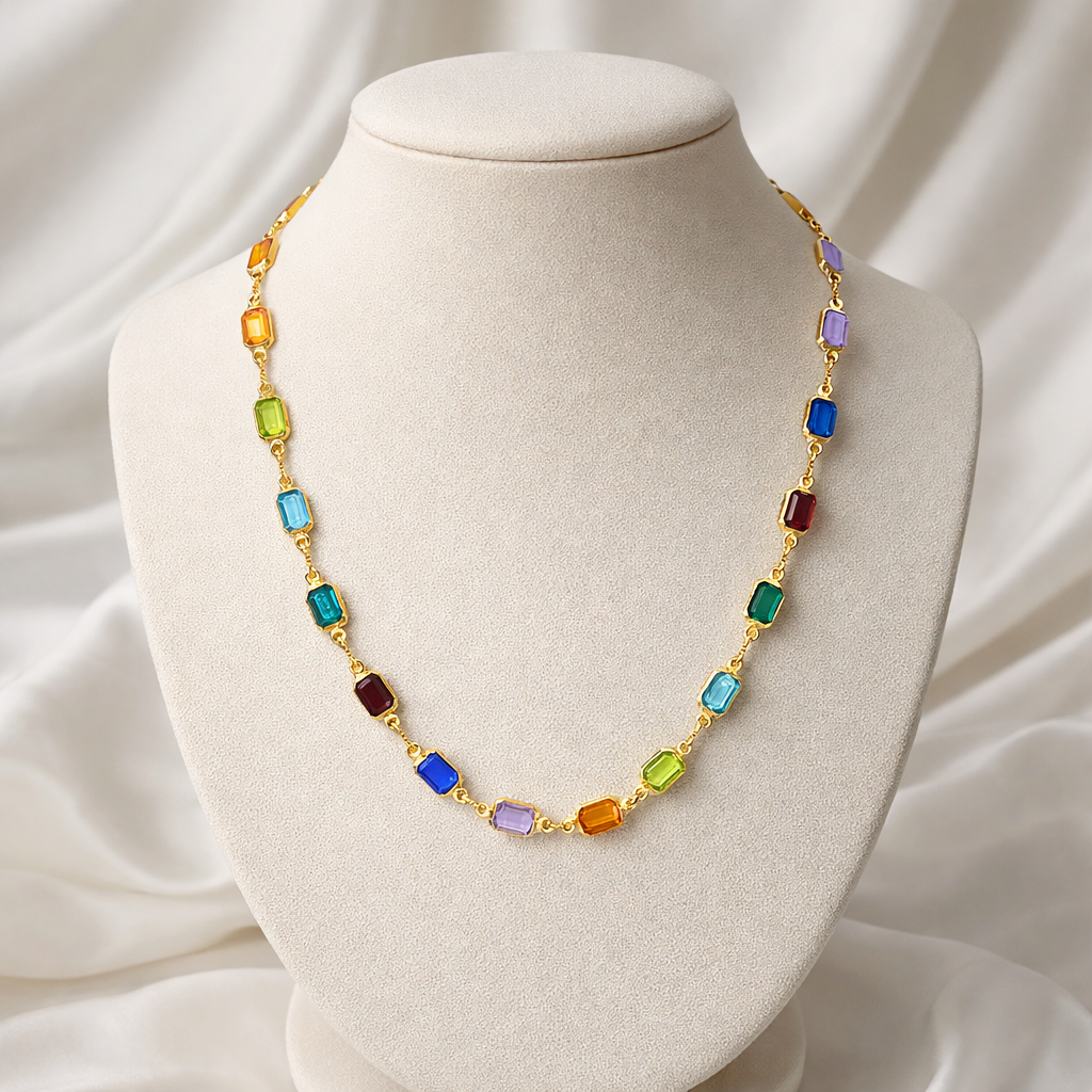 Zari Multicolor 18k Gold Filled Necklace