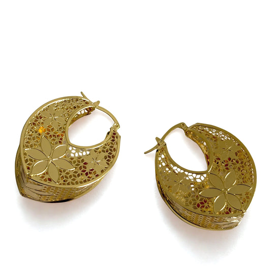 Isla Gold Plated Floral Hoop Earrings