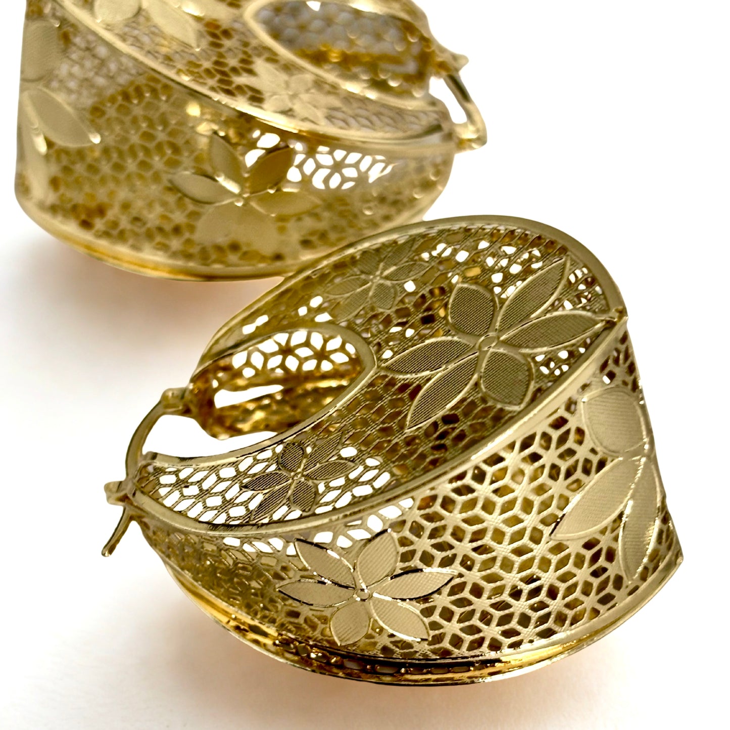 Isla Gold Plated Floral Hoop Earrings