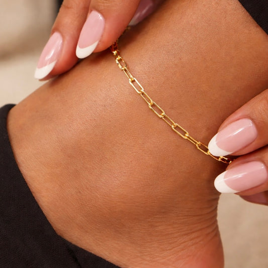 Rolo Paper Clip Link Gold Filled Anklet