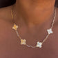 Ava Paper Clip Clover Link Necklace-18k Gold Filled