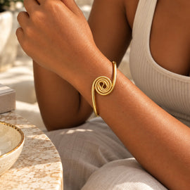 Solana Gold Plated Spiral Cuff Bangle