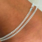 Curb Link Anklet-925 Sterling Silver-3mm