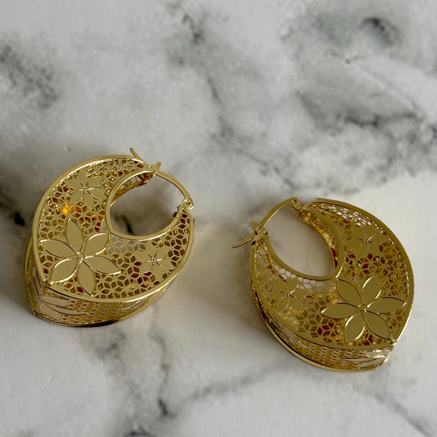 Isla Gold Plated Floral Hoop Earrings