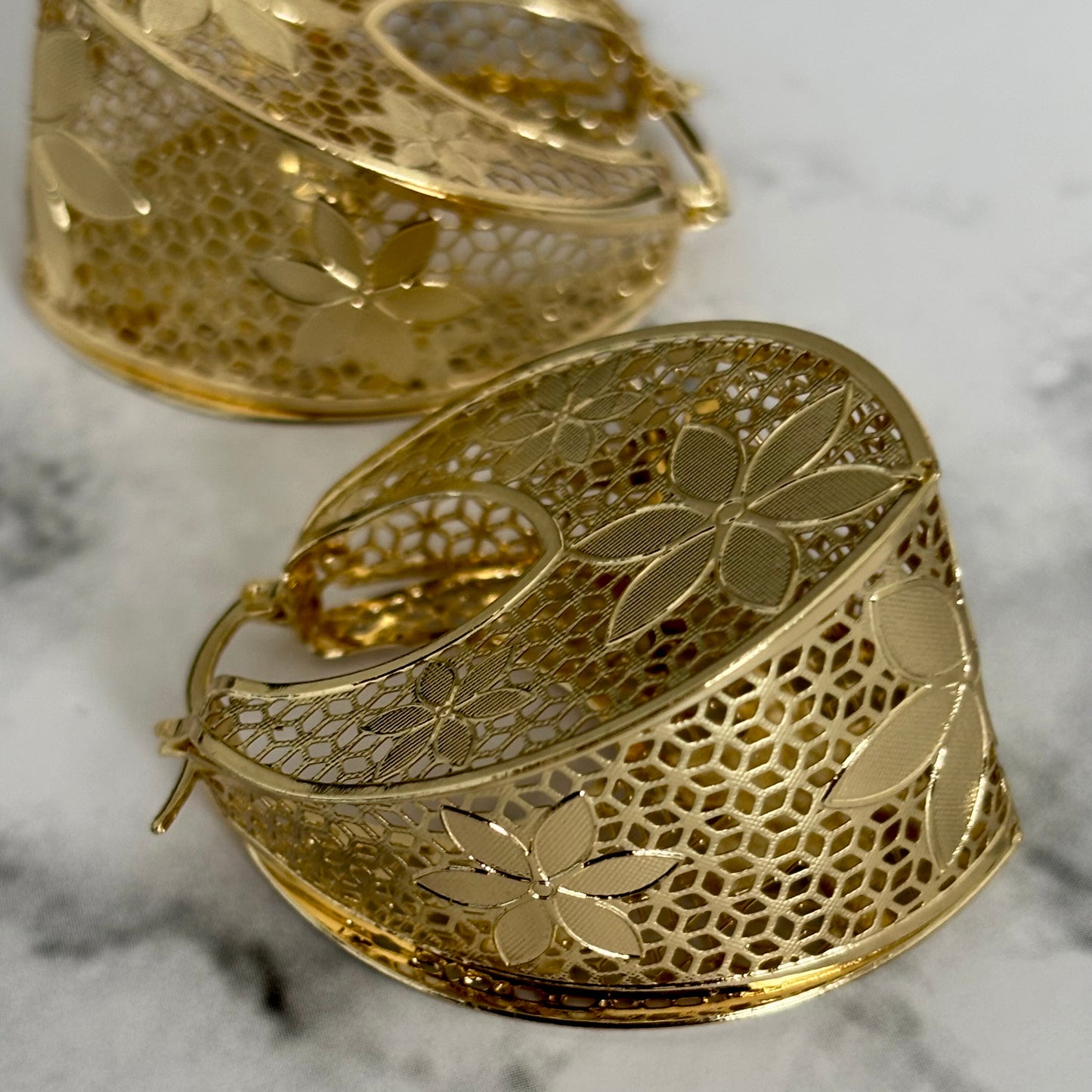 Isla Gold Plated Floral Hoop Earrings