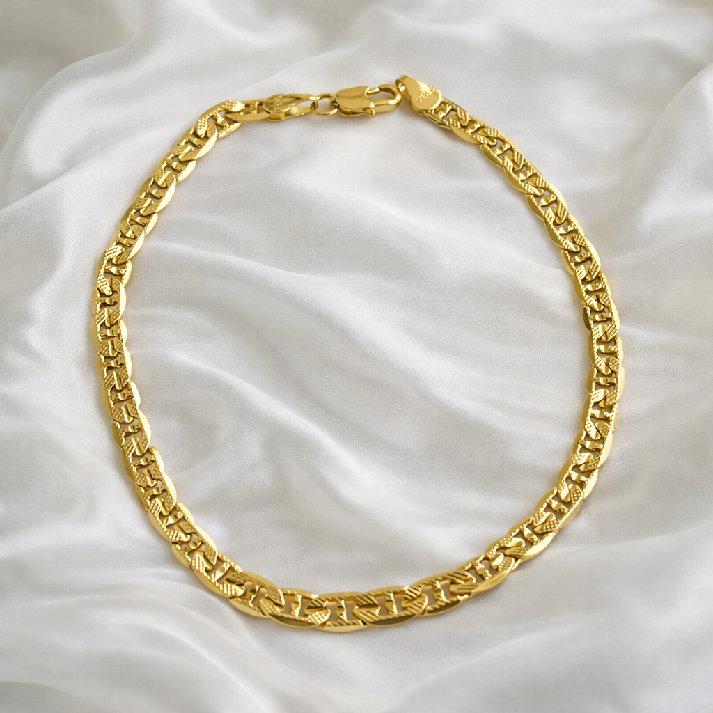 Diamond Cut Mariner Link Gold Filled Anklet