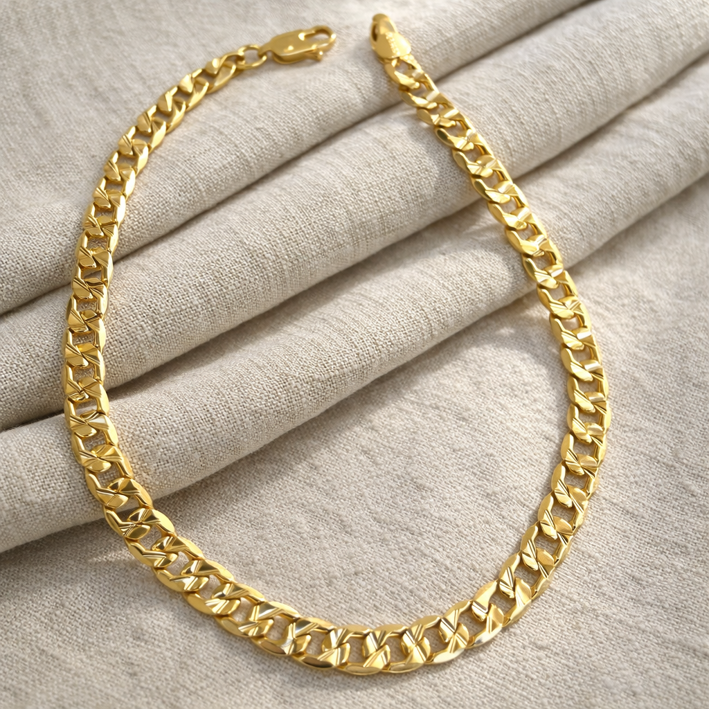 Diamond Cut Curb Link Gold Filled Anklet