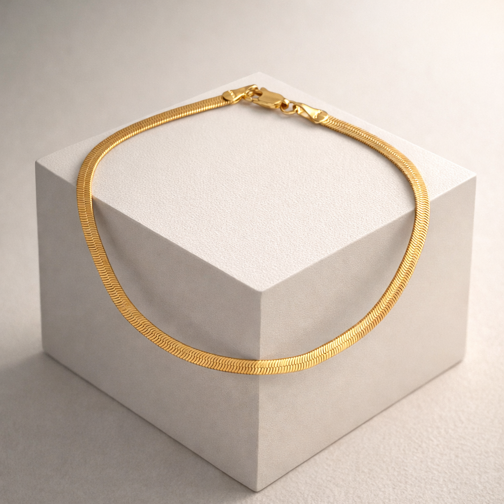 Tania Herringbone Link Gold Filled  Anklet