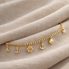 Luna Curb Link Charms Gold Filled Anklet