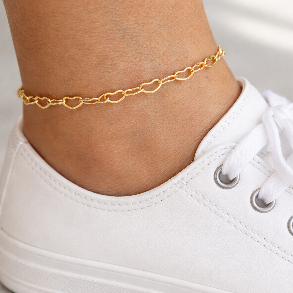 Cherie Heart Link Gold Filled Anklet