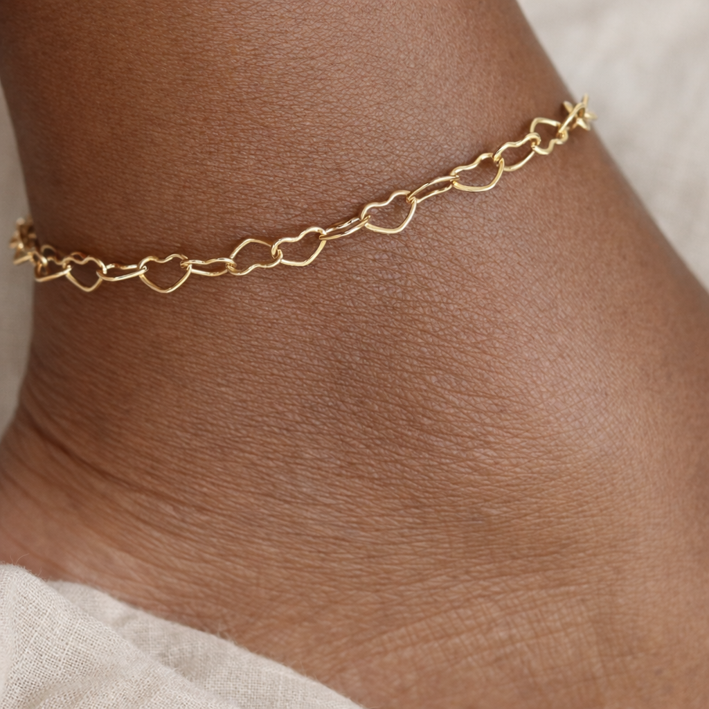 Cherie Heart Link Gold Filled Anklet