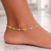 Multicolored Butterfly  Link  Gold Filled Anklet