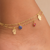 Figaro Link Evil Eye Gold Filled Anklet