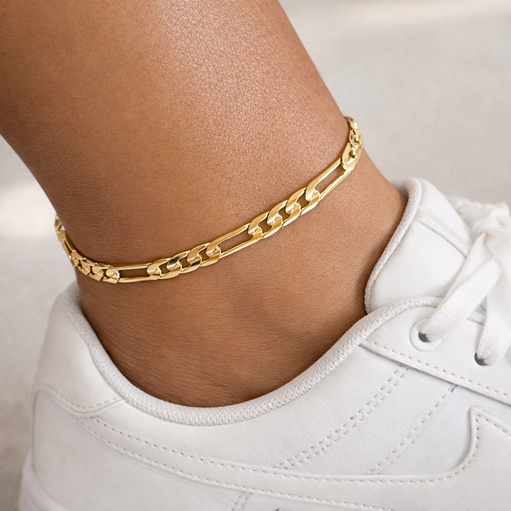 Figaro Link Gold Filled Anklet (Flat)-5mm