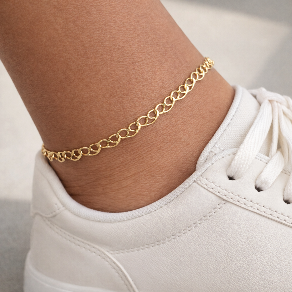 Emma Heart Link Gold Filled Anklet