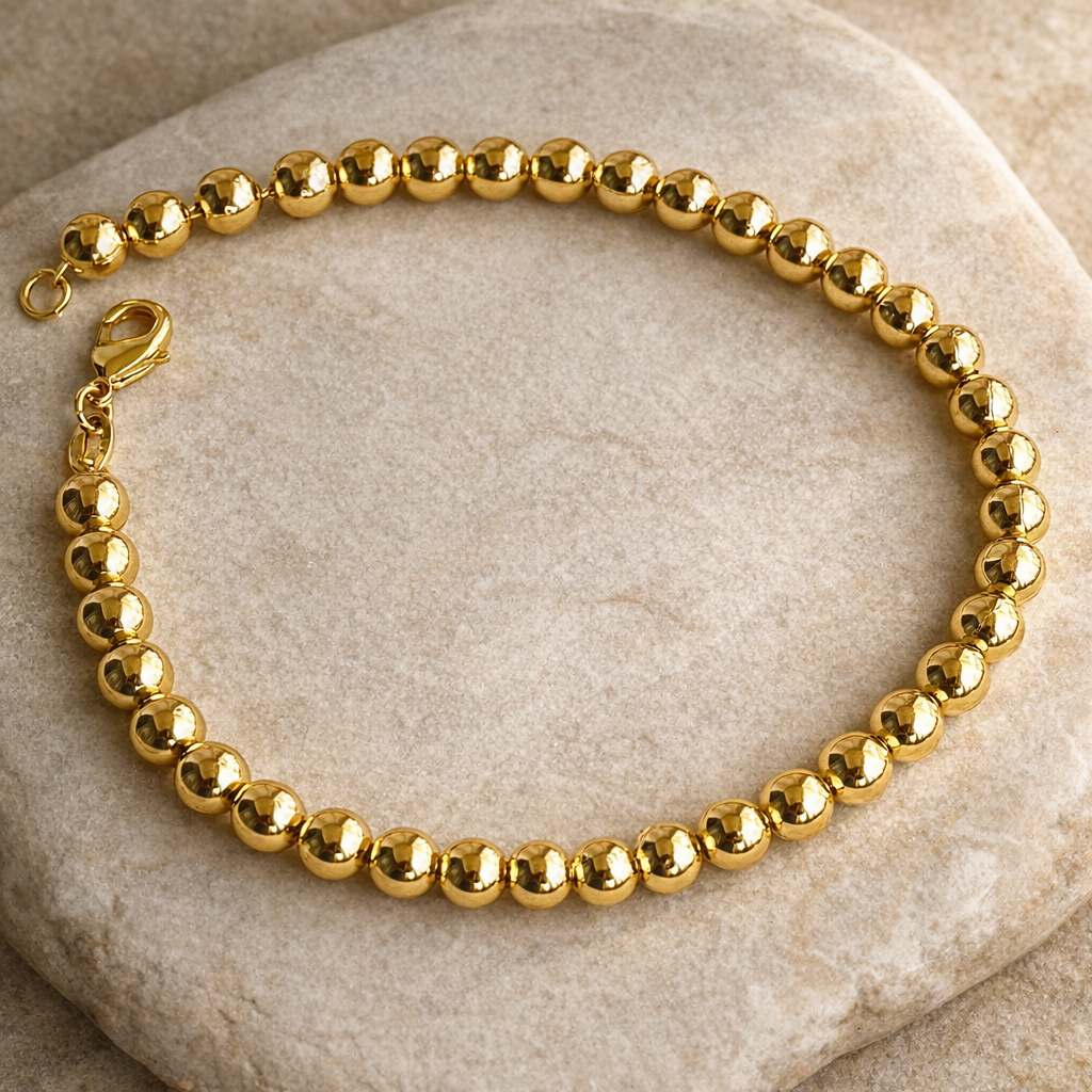 Bria Beaded Link Anklet-18k Gold Filled