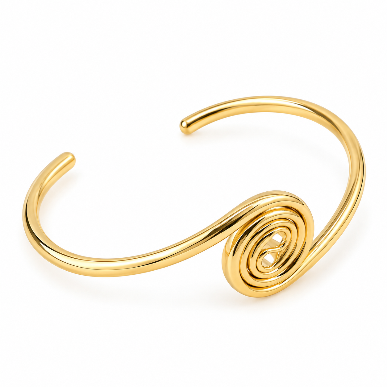 Solana Gold Plated Spiral Cuff Bangle