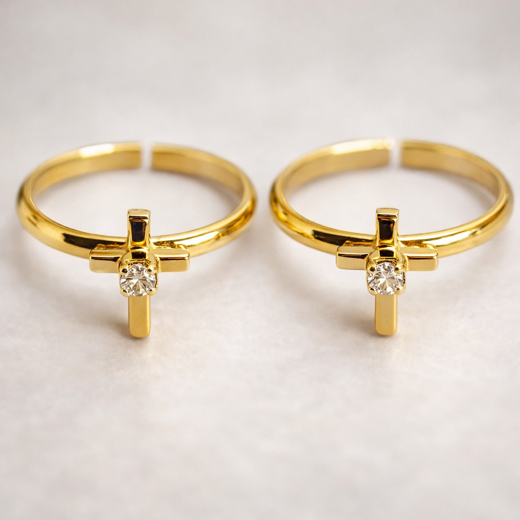 Cross Charm Toe Ring - 18k Gold Filled