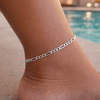 Figaro Link 925 Sterling Silver Anklet-4mm