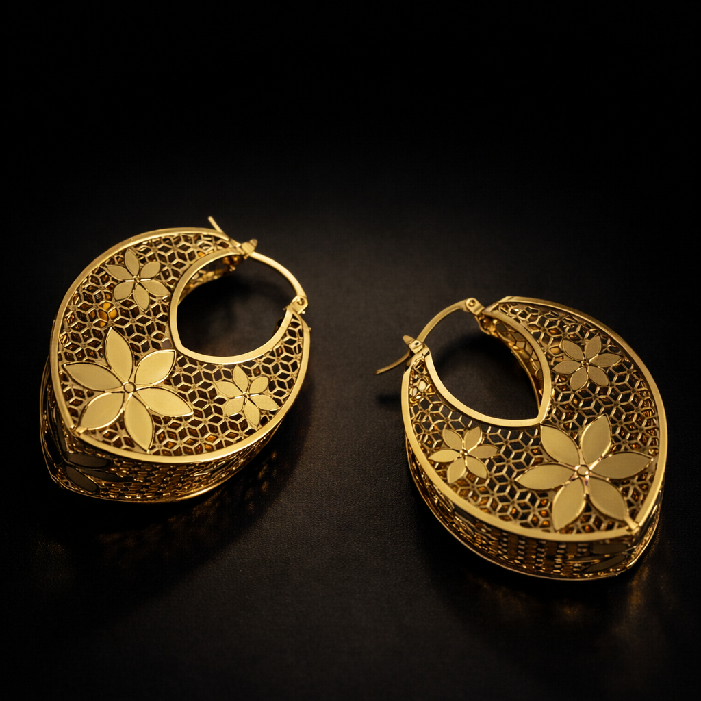 Isla Gold Plated Floral Hoop Earrings