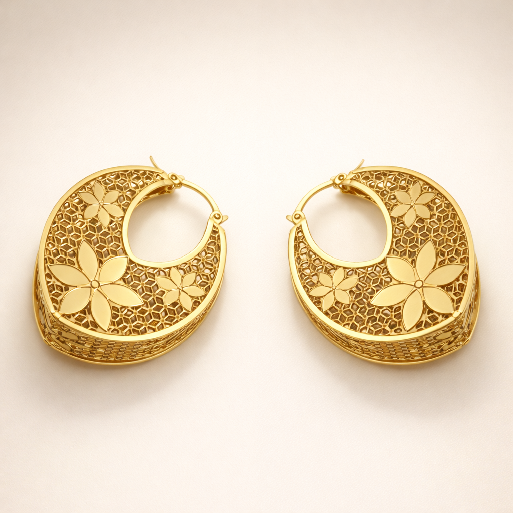 Isla Gold Plated Floral Hoop Earrings