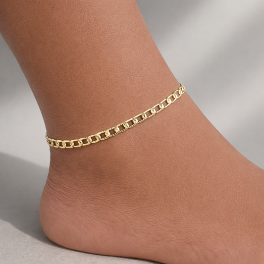 Diamond Cut Curb Link Gold Filled Anklet