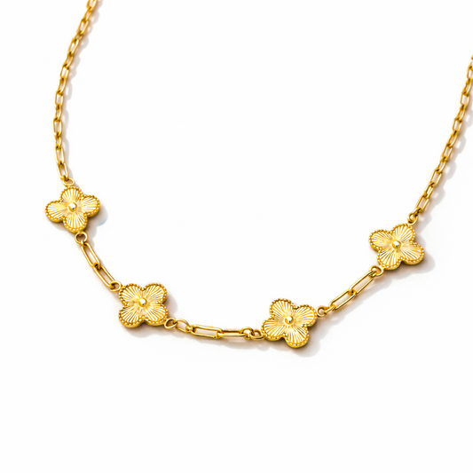 Ava Paper Clip Clover Link 18k Gold Filled Necklace-
