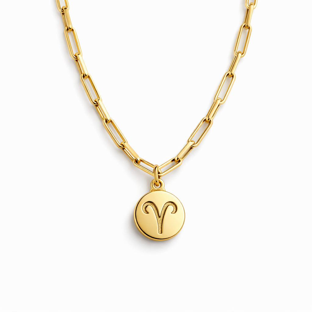 Zodiac 18k Gold Filled Paper Clip Pendant Necklace