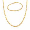 Figaro 18k Gold Filled Necklace and Bracelet Set