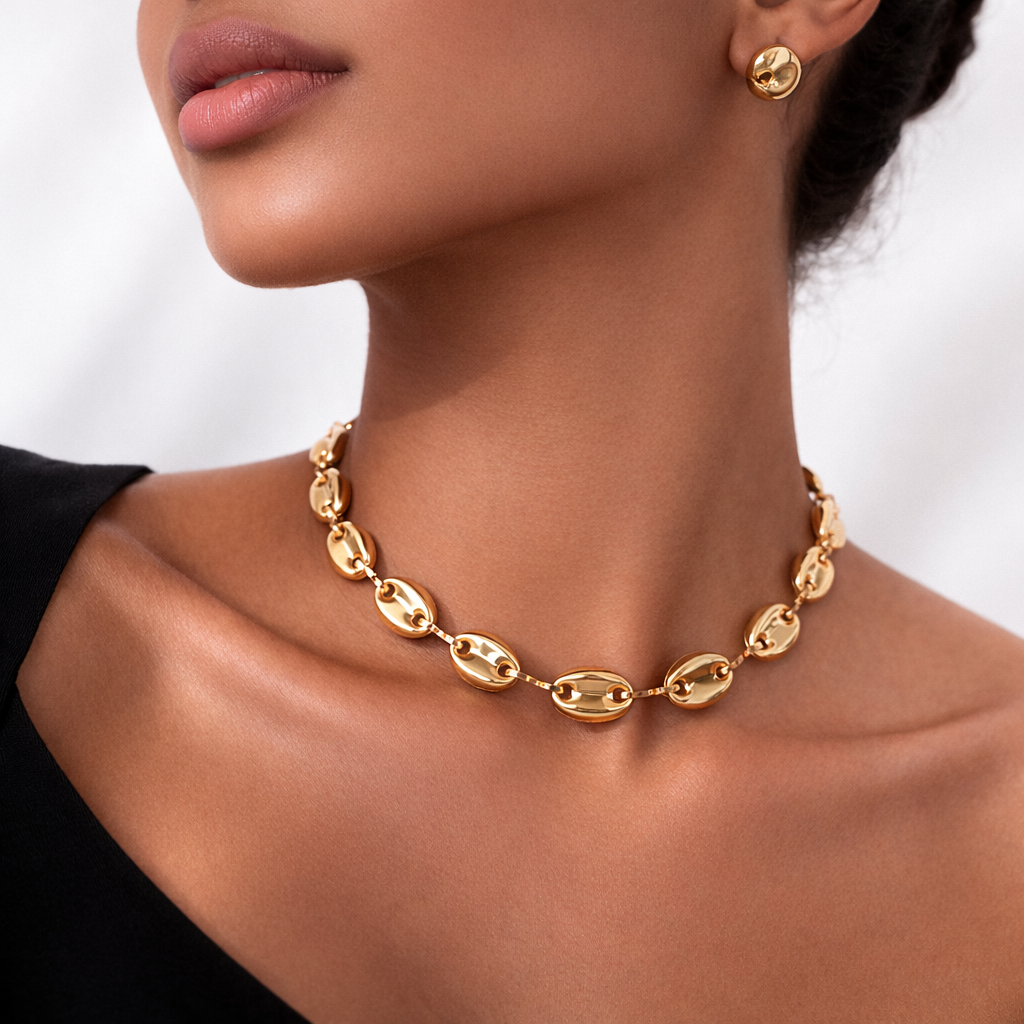 Hollow Puff 18k Gold Filled Mariner Link Chain-12mm