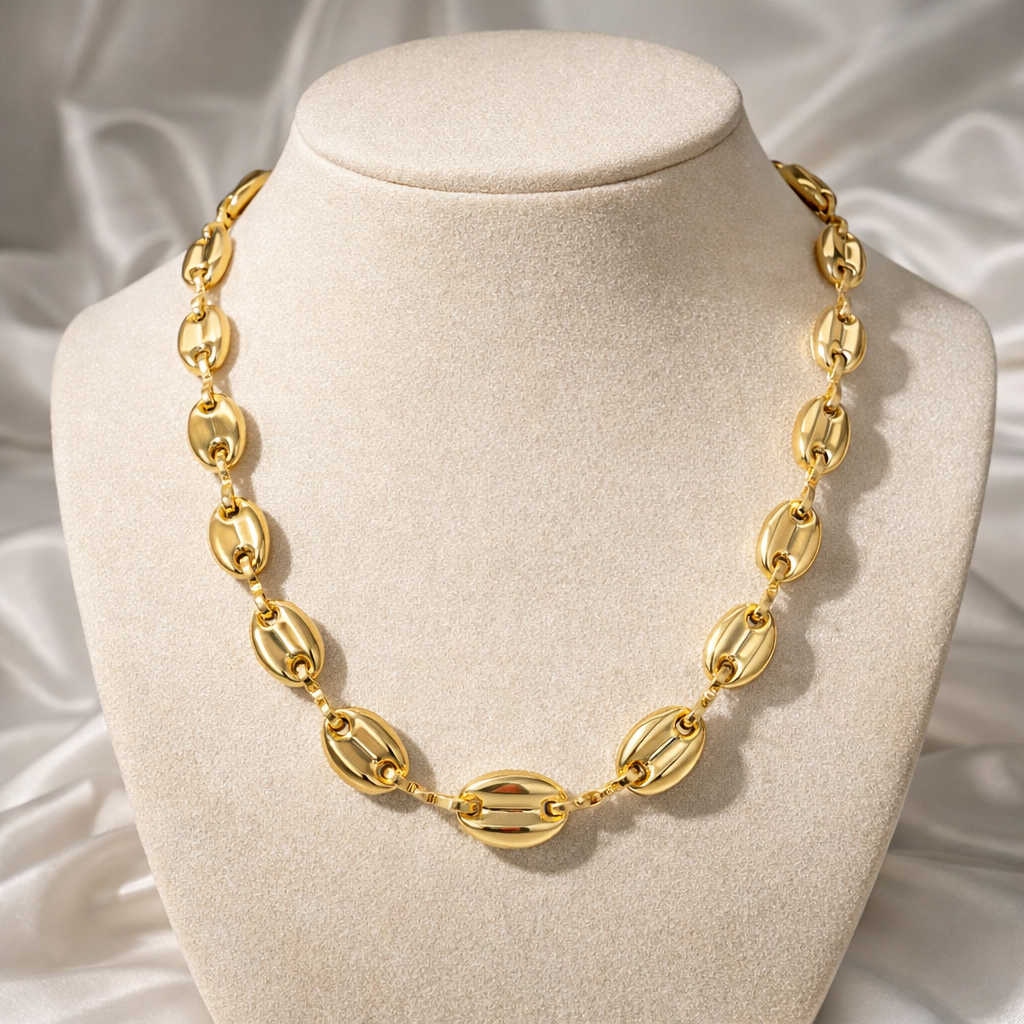Hollow Puff 18k Gold Filled Mariner Link Chain-12mm